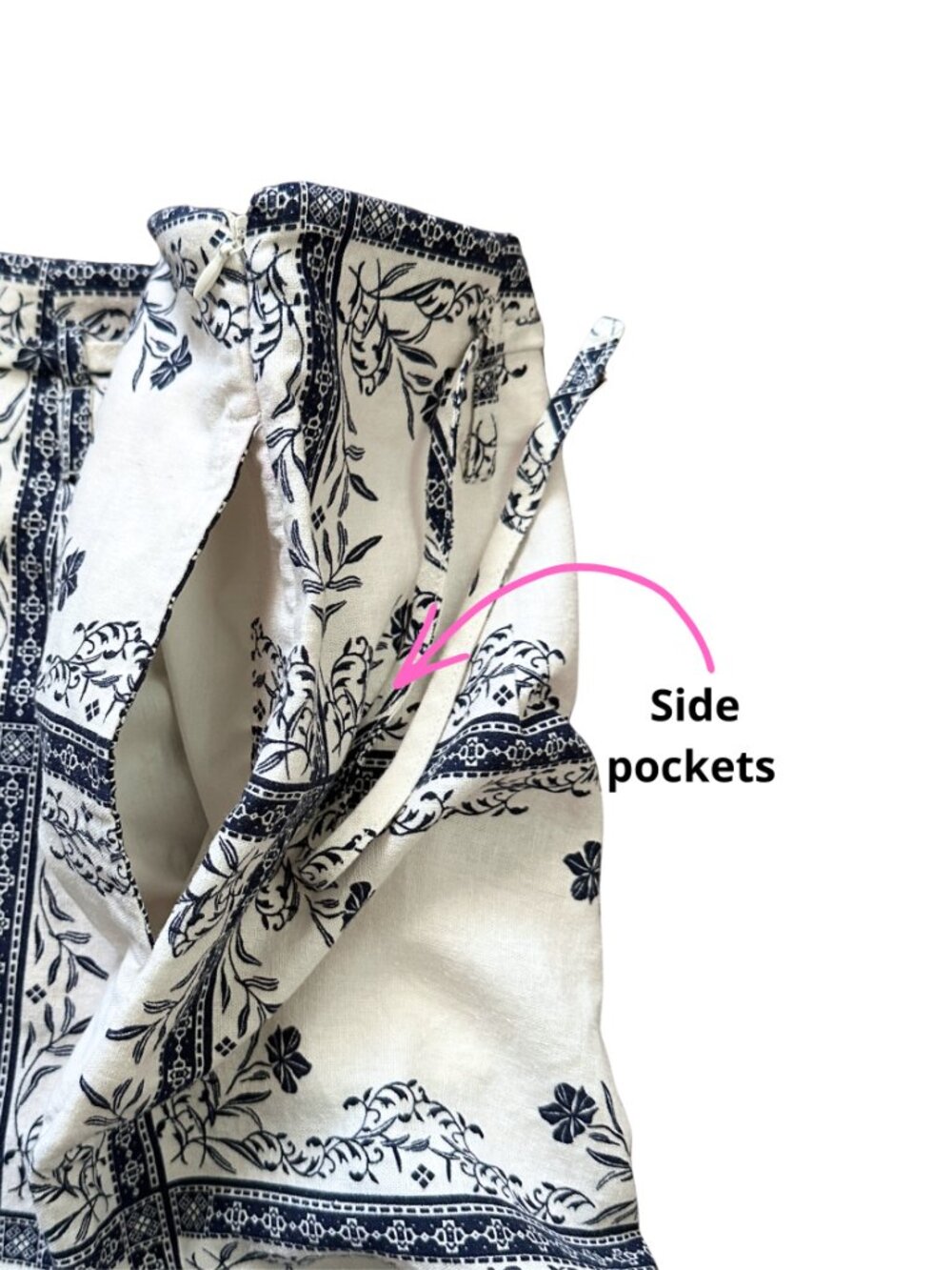 NWOT A New Day Blue White Floral Linen Blend Scalloped Shorts Size 2 - Picture 7 of 11